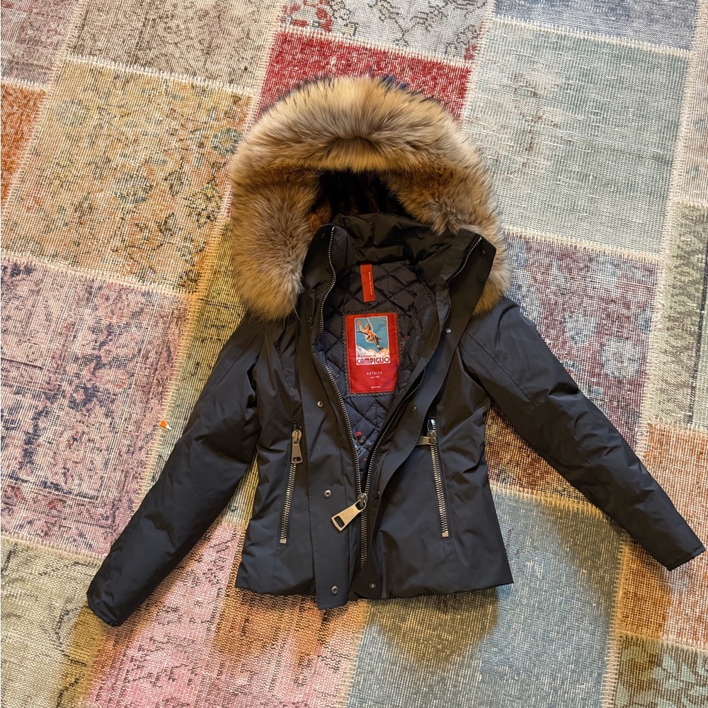 Women's Black Puffer Jacket with Faux Fur Hood
